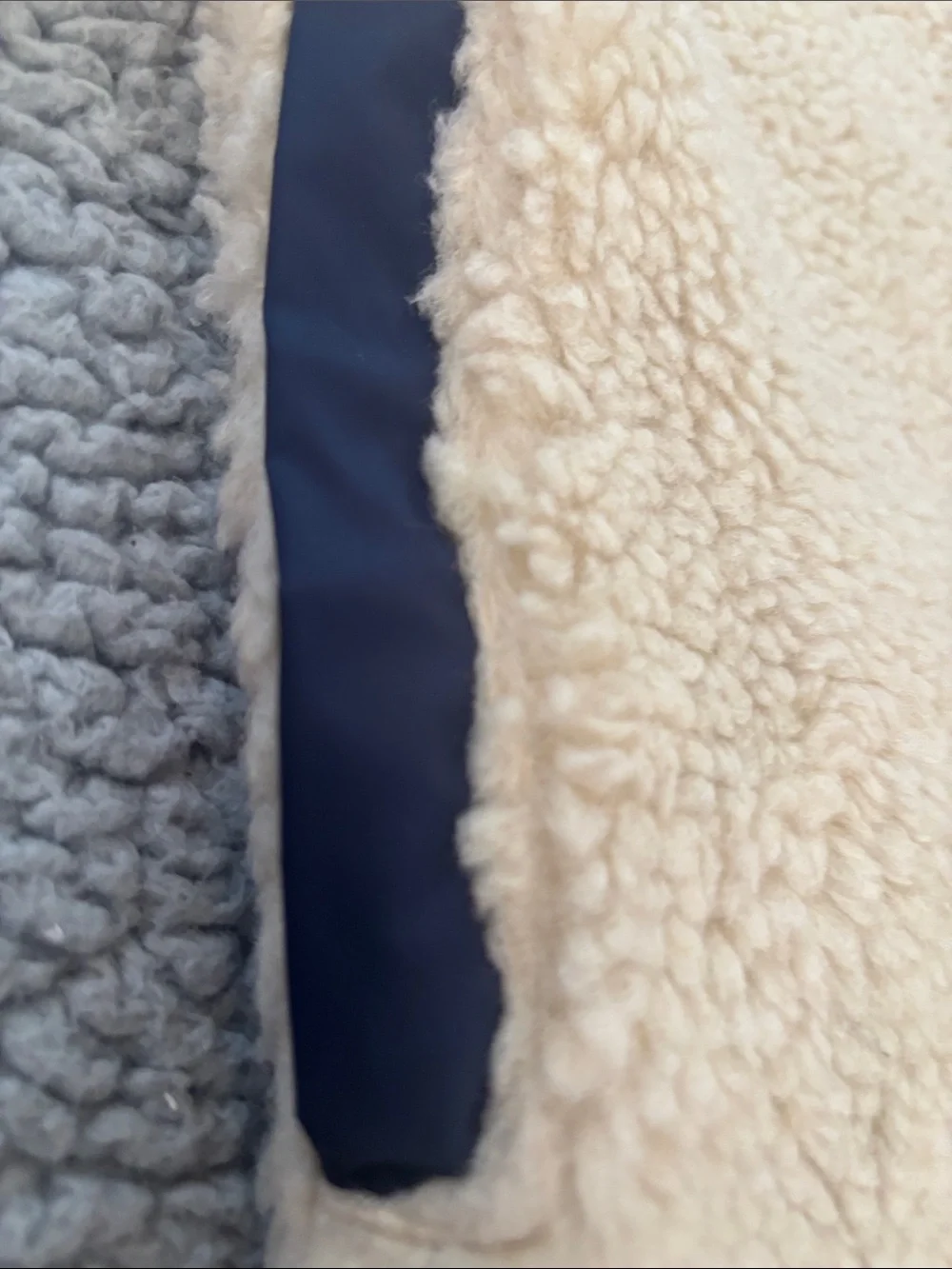 NWOT Janie and Jack Cream Sherpa Jacket with Navy Trim